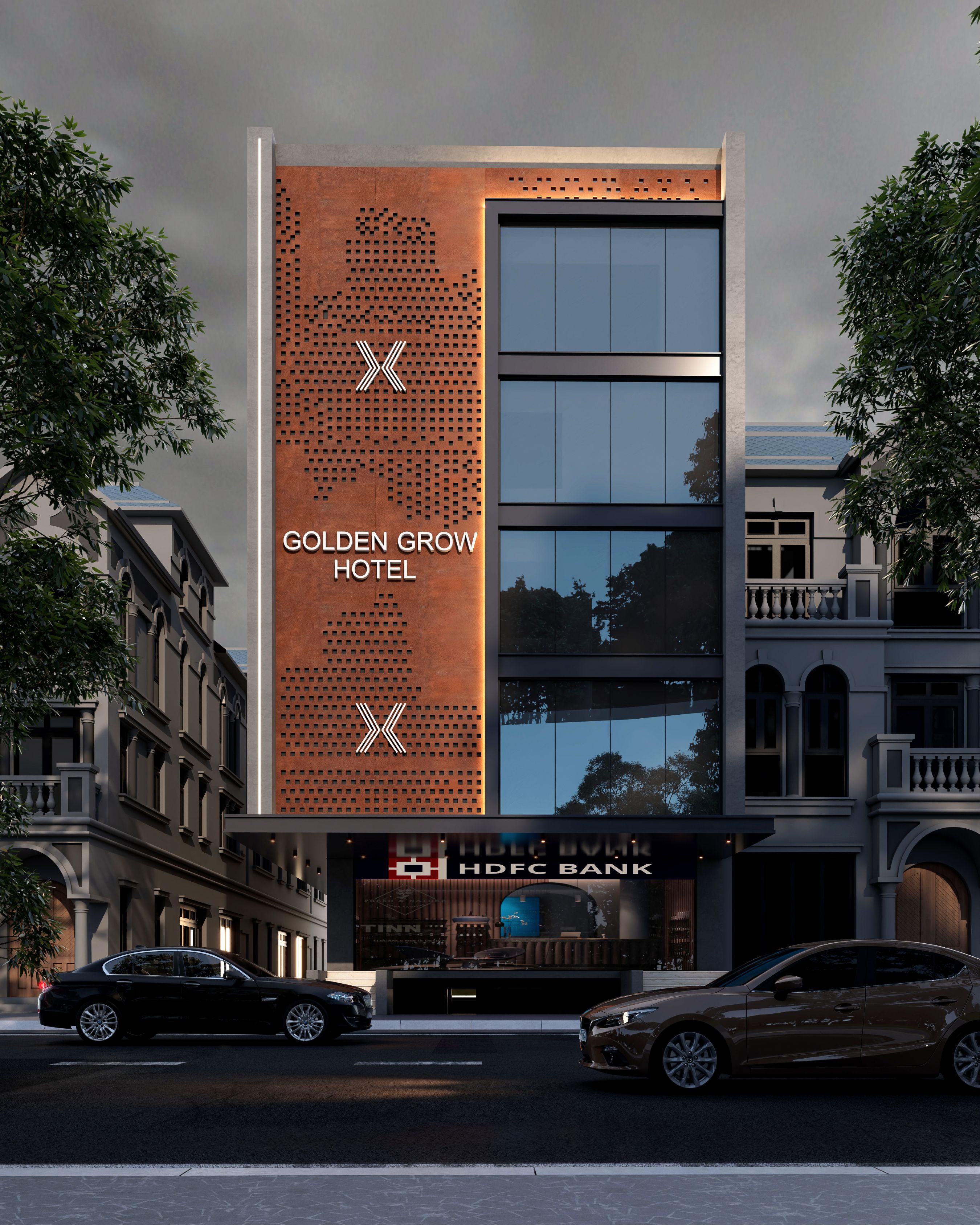 Modern Villa Facade Render